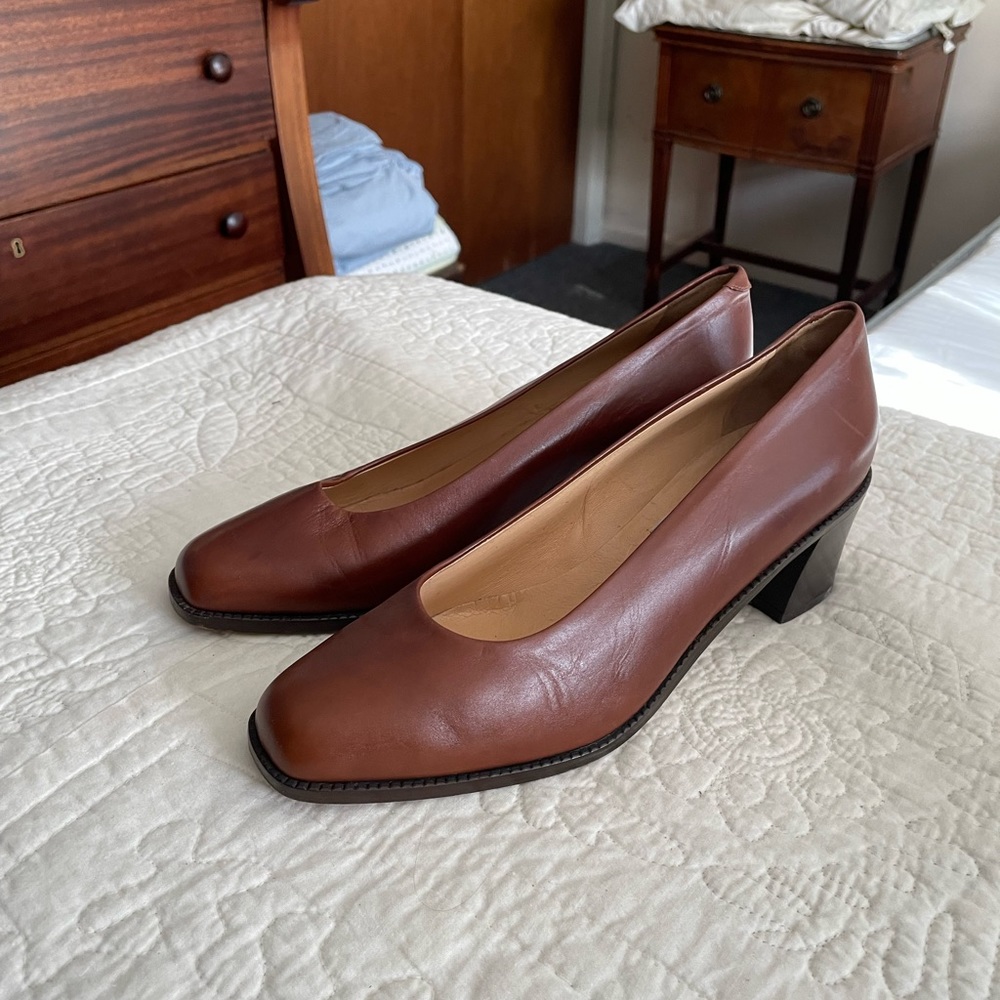 Vintage leather heels made in Italy Osvaldo Pericoli